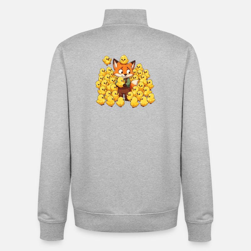 Fox with chick joys - Unisex Organic Zip Sweatshirt by Stanley/Stella - heather grey