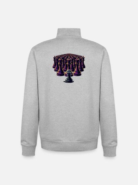 Lonely peasant against king's army - Unisex Organic Zip Sweatshirt by Stanley/Stella - heather grey