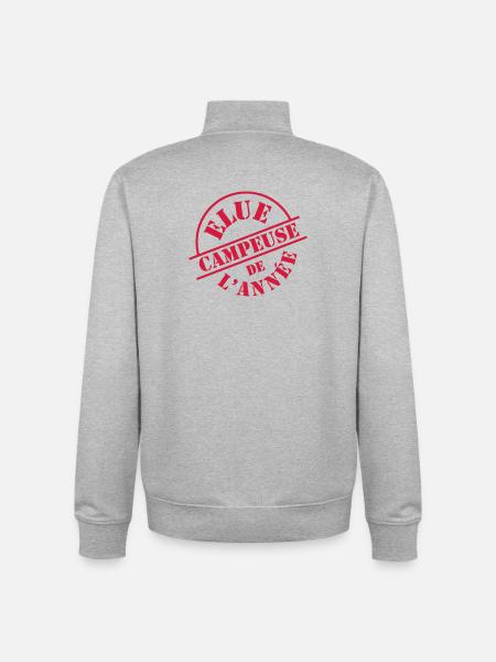 Elue Campeuse de l'année - Sweat zippé unisexe en coton bio Stanley/Stella - gris chiné