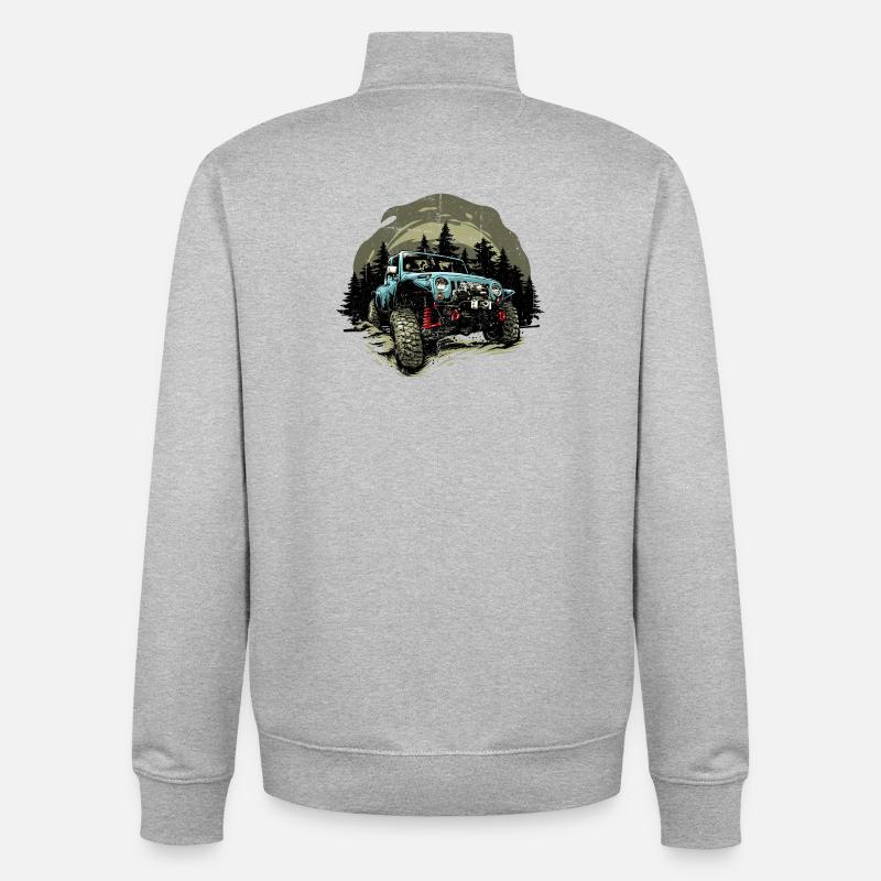 Blauer Jeep Offroad Wald - Unisex Organic Zip Sweatshirt von Stanley/Stella - Grau meliert