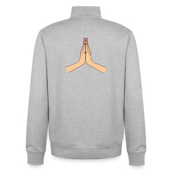 Namasté merci - Sweat zippé unisexe en coton bio Stanley/Stella - gris chiné - Dos - AI Model Male 185 light (185cm)