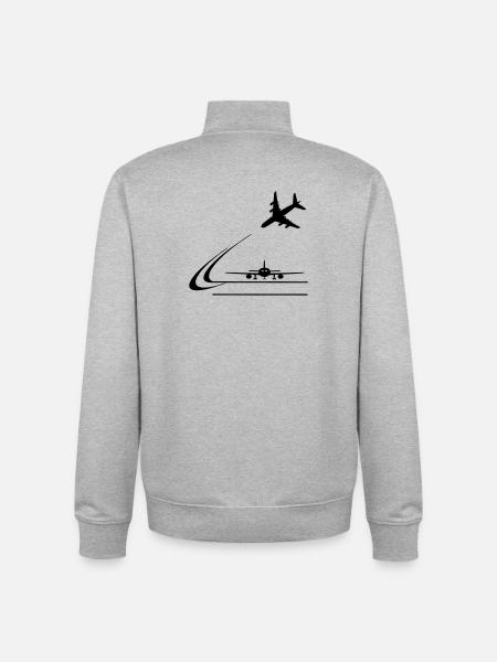 Atterrissage d’aéronefs - Sweat zippé unisexe en coton bio Stanley/Stella - gris chiné