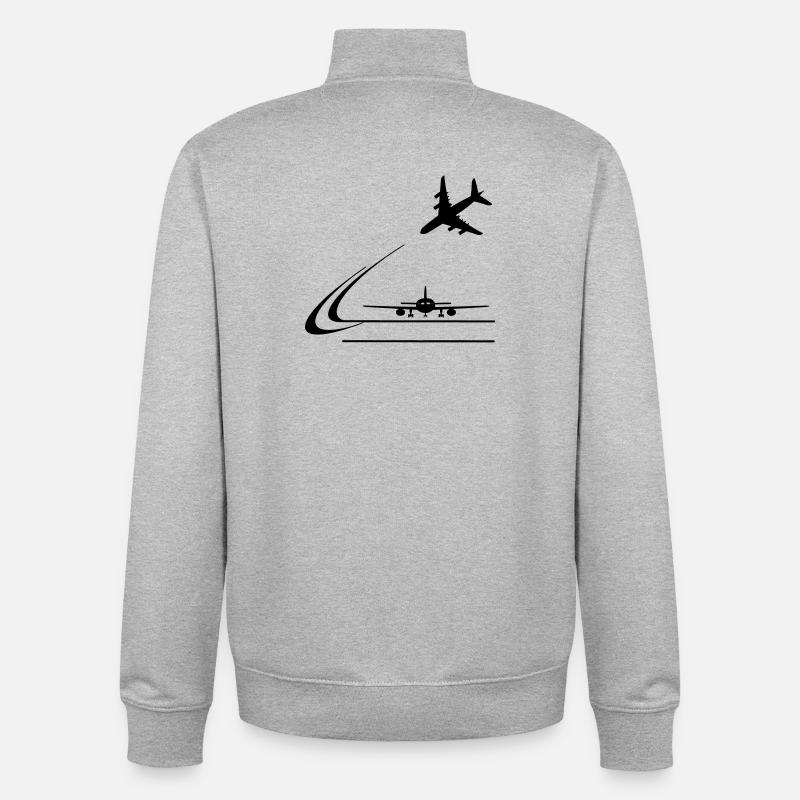 Atterrissage d’aéronefs - Sweat zippé unisexe en coton bio Stanley/Stella - gris chiné