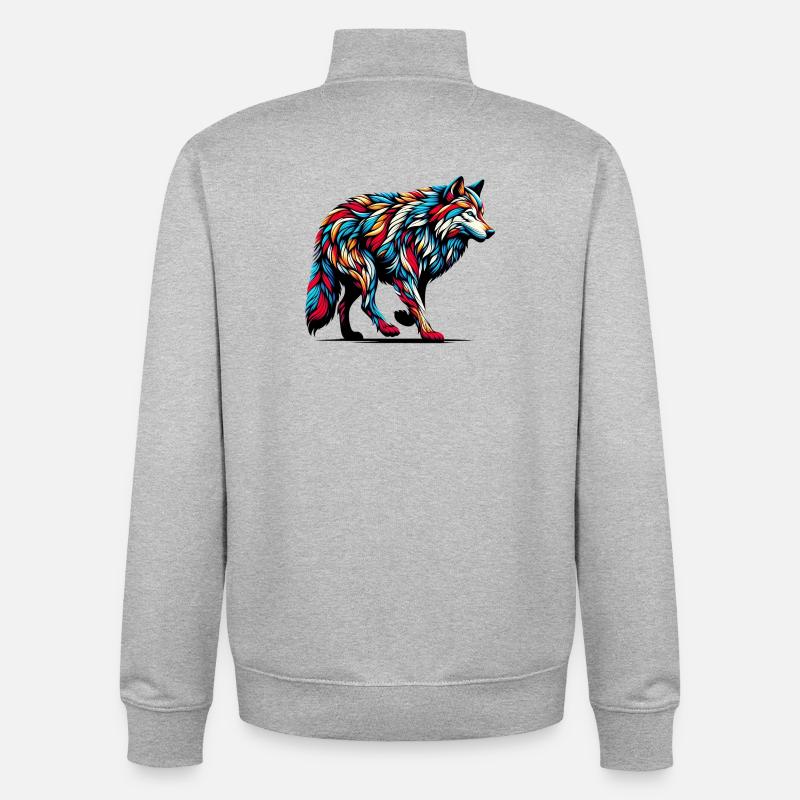 Wolf - Unisex Organic Zip Sweatshirt by Stanley/Stella - heather grey