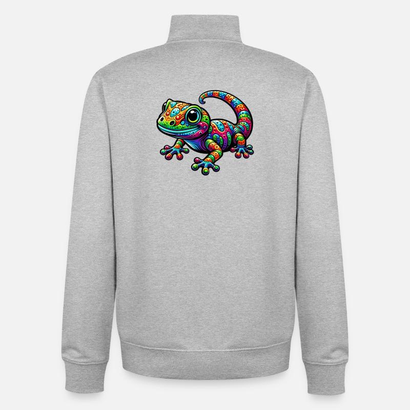 Gecko - Sweat zippé unisexe en coton bio Stanley/Stella - gris chiné