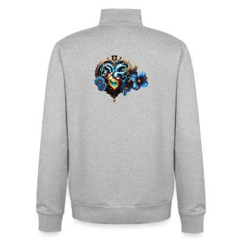 Fantastisches Steampunk-Herz - Unisex Organic Zip Sweatshirt von Stanley/Stella - Grau meliert - Hinten - AI Model Male 185 light (185cm)