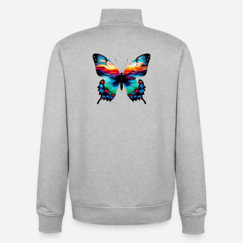 Papillon - Sweat zippé unisexe en coton bio Stanley/Stella - gris chiné