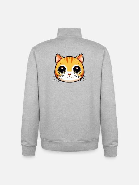 Chat - Sweat zippé unisexe en coton bio Stanley/Stella - gris chiné