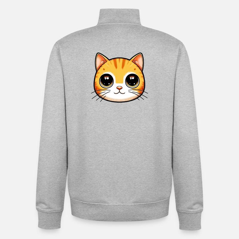 Cat - Unisex Organic Zip Sweatshirt by Stanley/Stella - heather grey