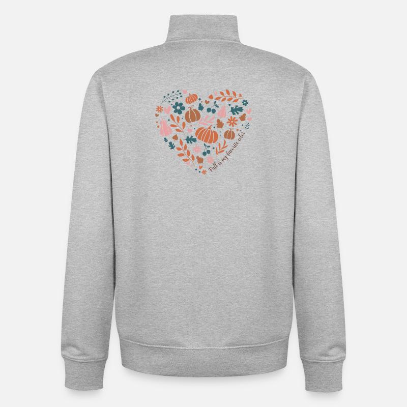 Fall Lover L’automne est ma couleur préférée - Sweat zippé unisexe en coton bio Stanley/Stella - gris chiné