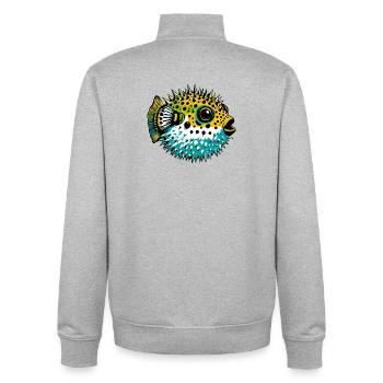 Kugelfisch - Unisex Organic Zip Sweatshirt von Stanley/Stella - Grau meliert - Hinten - AI Model Male 185 light (185cm)