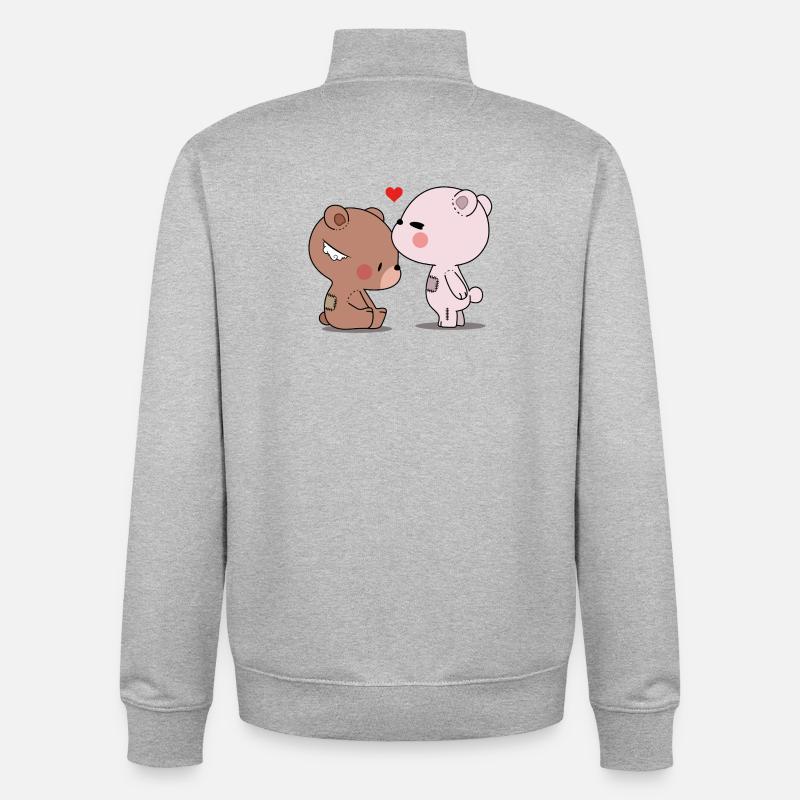 Ours affectueux et amis - Sweat zippé unisexe en coton bio Stanley/Stella - gris chiné