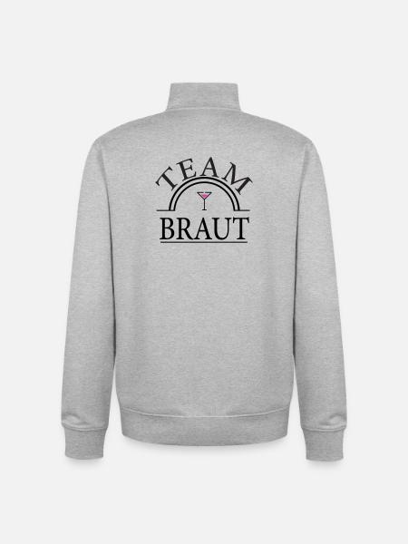 Team Bride - Coctail Glass - Unisex Organic Zip Sweatshirt by Stanley/Stella - heather grey