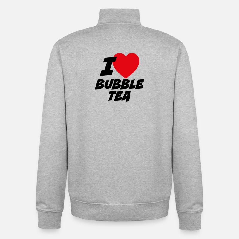 Ich liebe Bubble Tea - Unisex Organic Zip Sweatshirt von Stanley/Stella - Grau meliert