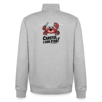 Krabbenmesser zwinker: Vorsicht, ich kann stechen - Unisex Organic Zip Sweatshirt von Stanley/Stella - Grau meliert - Hinten - AI Model Male 185 light (185cm)