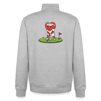 Herz Golfer Karikatur spielt auf Grün - Unisex Organic Zip Sweatshirt von Stanley/Stella - Grau meliert - Hinten - AI Model Male 185 light (185cm)