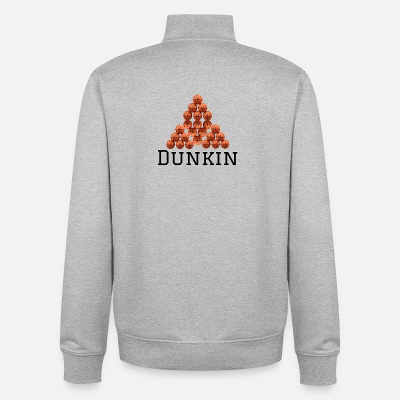 Logo pyramidal de basket-ball - Sweat zippé unisexe en coton bio Stanley/Stella - gris chiné