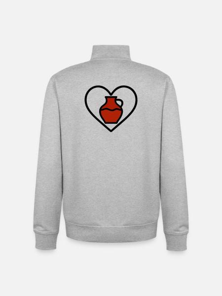 Ceramic Heart Vase Clay Creative Art - Unisex Organic Zip Sweatshirt by Stanley/Stella - heather grey