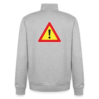 Attention! Beware Sign - Unisex Organic Zip Sweatshirt by Stanley/Stella - heather grey - Back - AI Model Male 185 light (185cm)