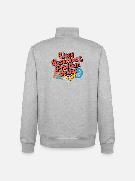 Lounger Reserved Problem solves funny beach - Unisex Organic Zip Sweatshirt by Stanley/Stella - heather grey
