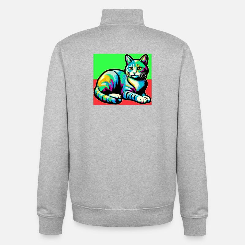 chat - Sweat zippé unisexe en coton bio Stanley/Stella - gris chiné