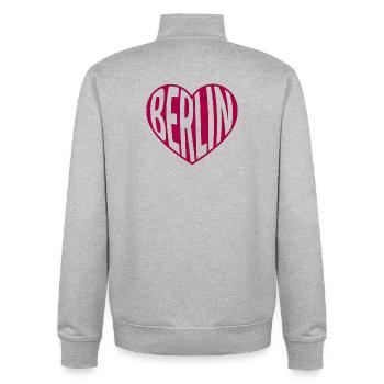 Berlin Herz Typografie - Unisex Organic Zip Sweatshirt von Stanley/Stella - Grau meliert - Hinten - AI Model Male 185 light (185cm)