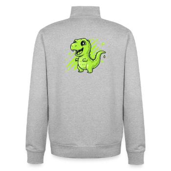 Green Slime Dino Comic - Unisex Organic Zip Sweatshirt by Stanley/Stella - heather grey - Back - AI Model Male 185 light (185cm)