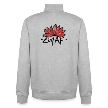 Éclat de feuille aquarelle rouge - Sweat zippé unisexe en coton bio Stanley/Stella - gris chiné - Dos - AI Model Male 185 light (185cm)