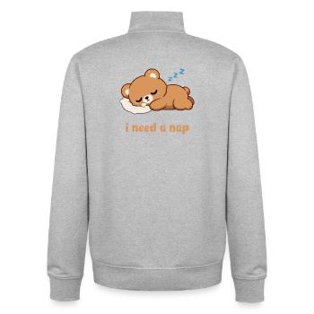 Schlafendes Bärchen Motiv - Unisex Organic Zip Sweatshirt von Stanley/Stella - Grau meliert - Hinten - AI Model Male 185 light (185cm)
