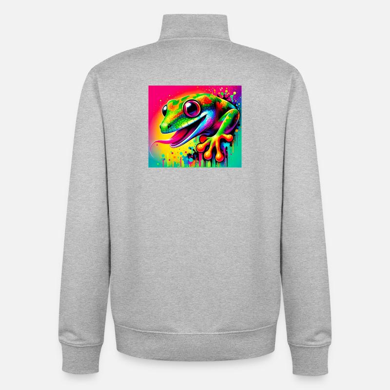 Gecko - Sweat zippé unisexe en coton bio Stanley/Stella - gris chiné