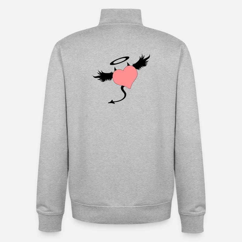 angel devil symbol - Unisex Organic Zip Sweatshirt by Stanley/Stella - heather grey
