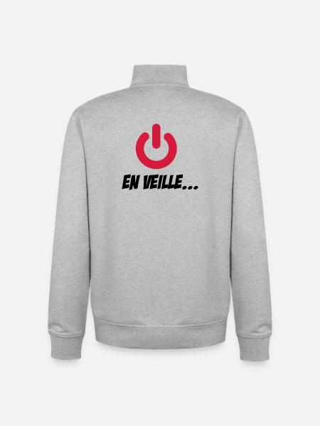 En veille - Sweat zippé unisexe en coton bio Stanley/Stella - gris chiné
