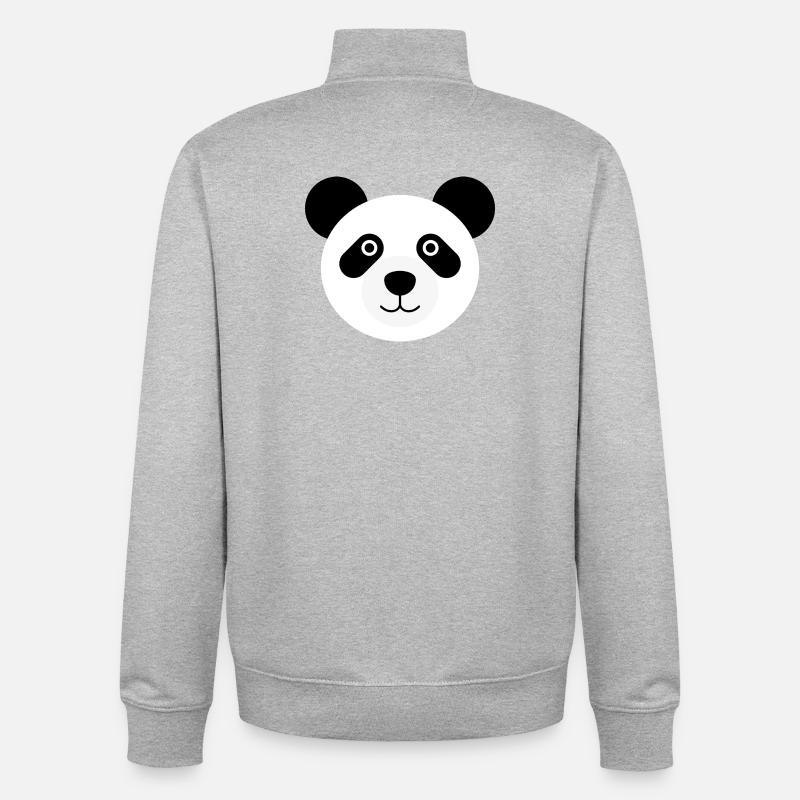 Ours panda tête de panda - Sweat zippé unisexe en coton bio Stanley/Stella - gris chiné