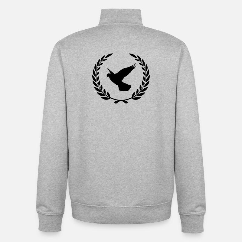 Brieftaube im Lorbeerkranz - Unisex Organic Zip Sweatshirt von Stanley/Stella - Grau meliert
