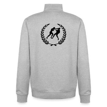 Prix sportif couronne de laurier KO boxe - Sweat zippé unisexe en coton bio Stanley/Stella - gris chiné - Dos - AI Model Male 185 light (185cm)