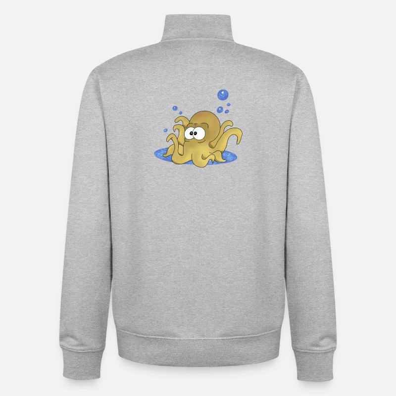 Octopus - Sweat zippé unisexe en coton bio Stanley/Stella - gris chiné