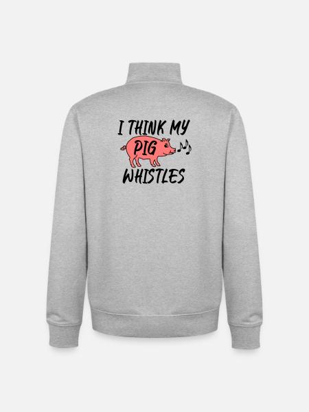 I think my pig whistles - Unisex Organic Zip Sweatshirt by Stanley/Stella - heather grey