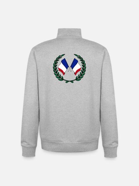 Flags France in laurel wreath - Unisex Organic Zip Sweatshirt by Stanley/Stella - heather grey