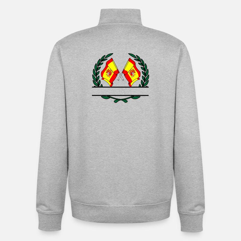Drapeaux Espagne bannière couronne de laurier - Sweat zippé unisexe en coton bio Stanley/Stella - gris chiné