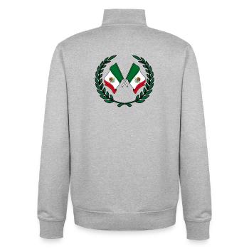 Drapeaux du Mexique en couronne de laurier - Sweat zippé unisexe en coton bio Stanley/Stella - gris chiné - Dos - AI Model Male 185 light (185cm)