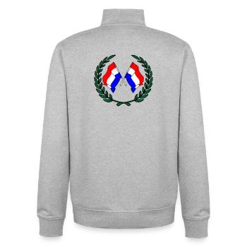 Drapeaux des Pays-Bas en couronne de laurier - Sweat zippé unisexe en coton bio Stanley/Stella - gris chiné - Dos - AI Model Male 185 light (185cm)