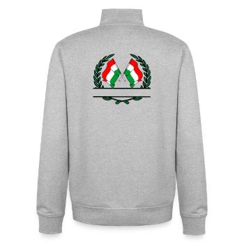 Flags Hungary laurel wreath banner - Unisex Organic Zip Sweatshirt by Stanley/Stella - heather grey - Back - AI Model Male 185 light (185cm)