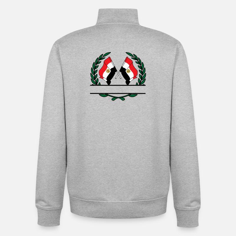 Drapeaux Égypte couronne de laurier bannière - Sweat zippé unisexe en coton bio Stanley/Stella - gris chiné