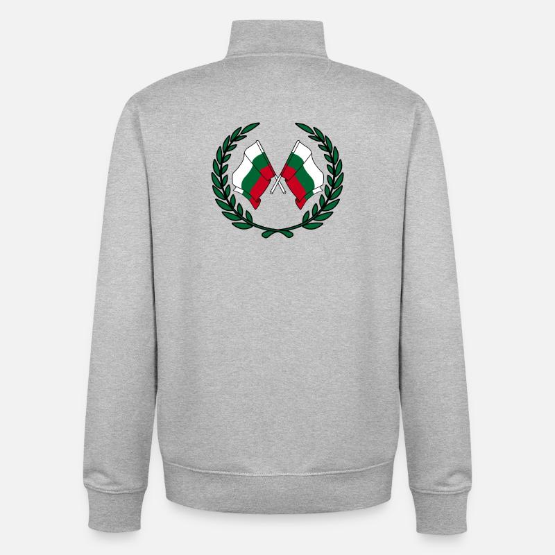 Flaggen Bulgarien im Lorbeerkranz - Unisex Organic Zip Sweatshirt von Stanley/Stella - Grau meliert