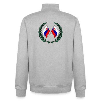 Fahnen Slowakei im Lorbeerkranz - Unisex Organic Zip Sweatshirt von Stanley/Stella - Grau meliert - Hinten - AI Model Male 185 light (185cm)