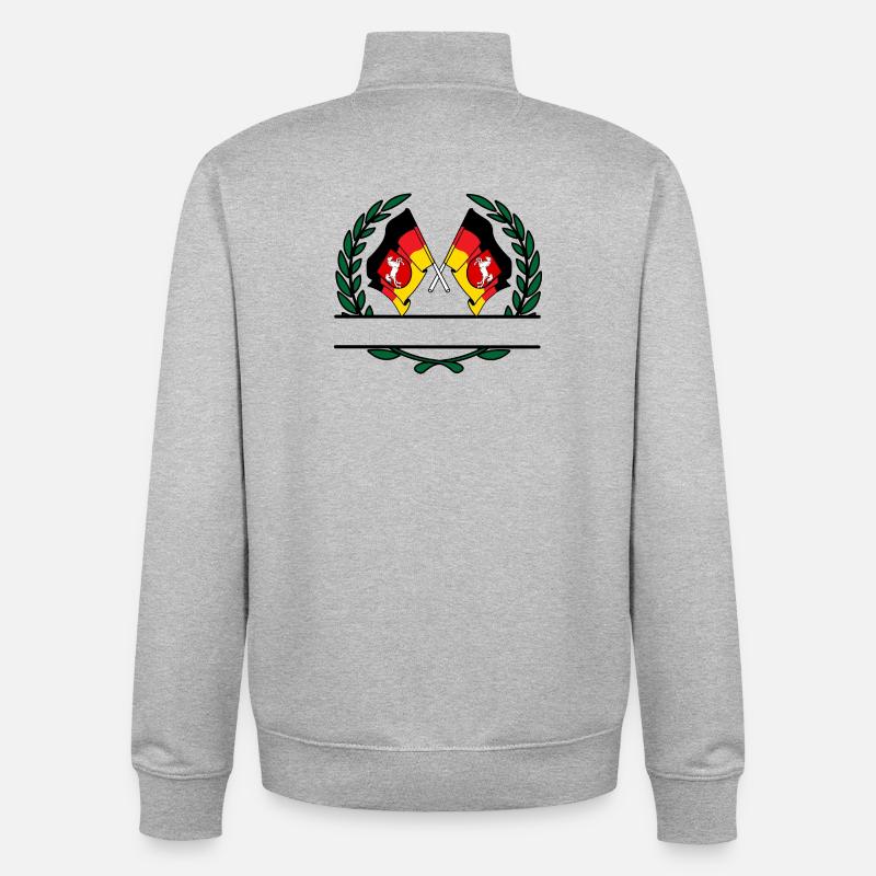 Drapeaux Basse-Saxe couronne de laurier bannière - Sweat zippé unisexe en coton bio Stanley/Stella - gris chiné