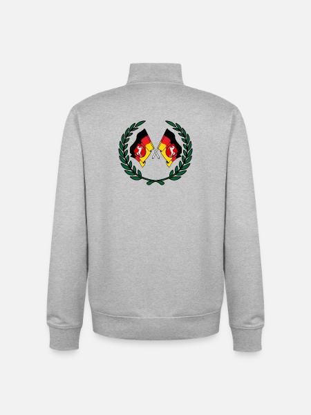 Drapeaux Couronne de laurier de Basse-Saxe - Sweat zippé unisexe en coton bio Stanley/Stella - gris chiné