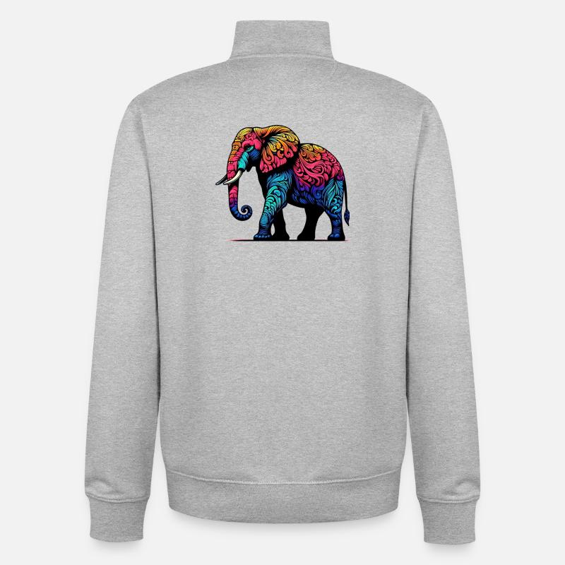 Éléphant - Sweat zippé unisexe en coton bio Stanley/Stella - gris chiné