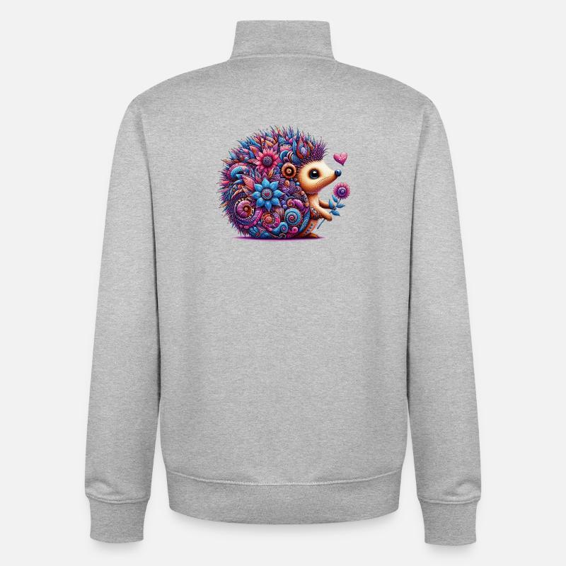 Hedgehog - Unisex Organic Zip Sweatshirt by Stanley/Stella - heather grey