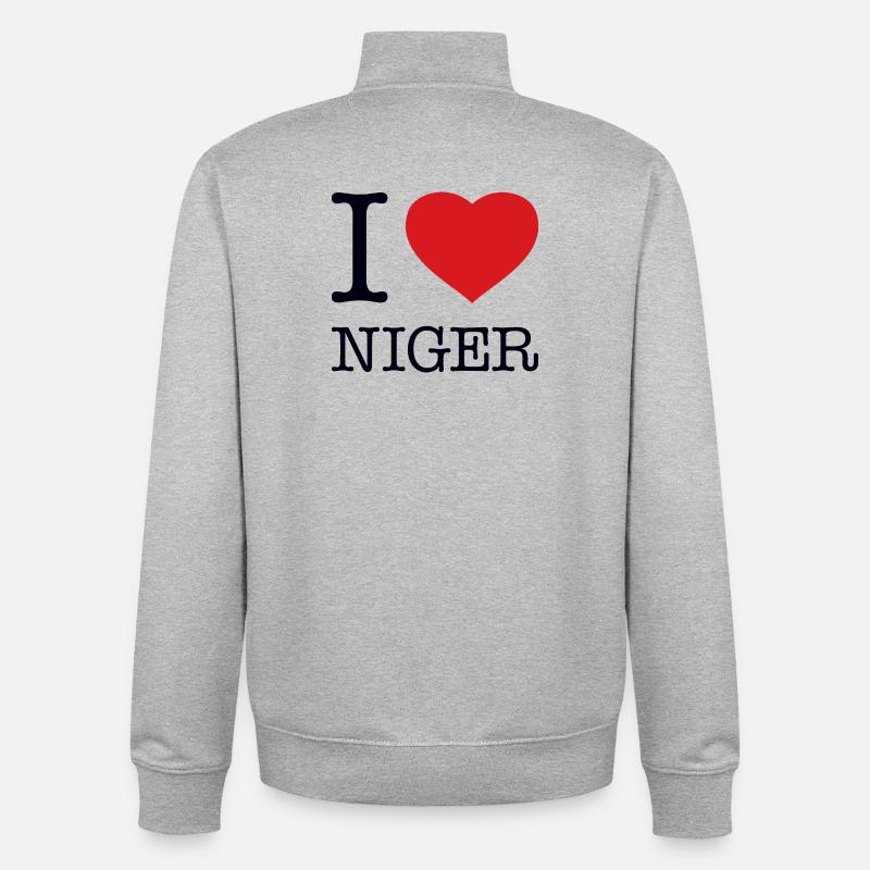 J’ADORE LE NIGER - Sweat zippé unisexe en coton bio Stanley/Stella - gris chiné